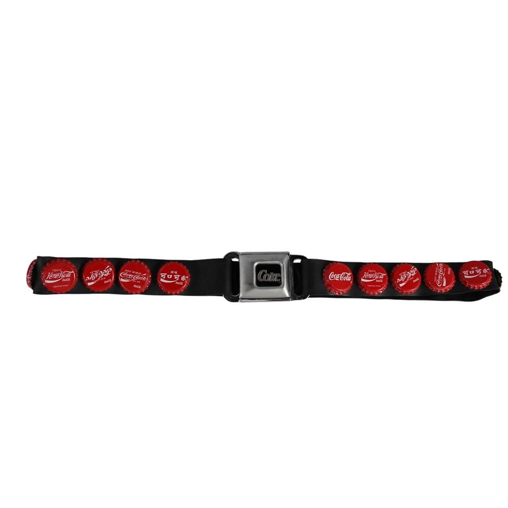 Vintage Coca Cola bottle cap rubber seatbelt belt L/XL adjustable 90s Y2K